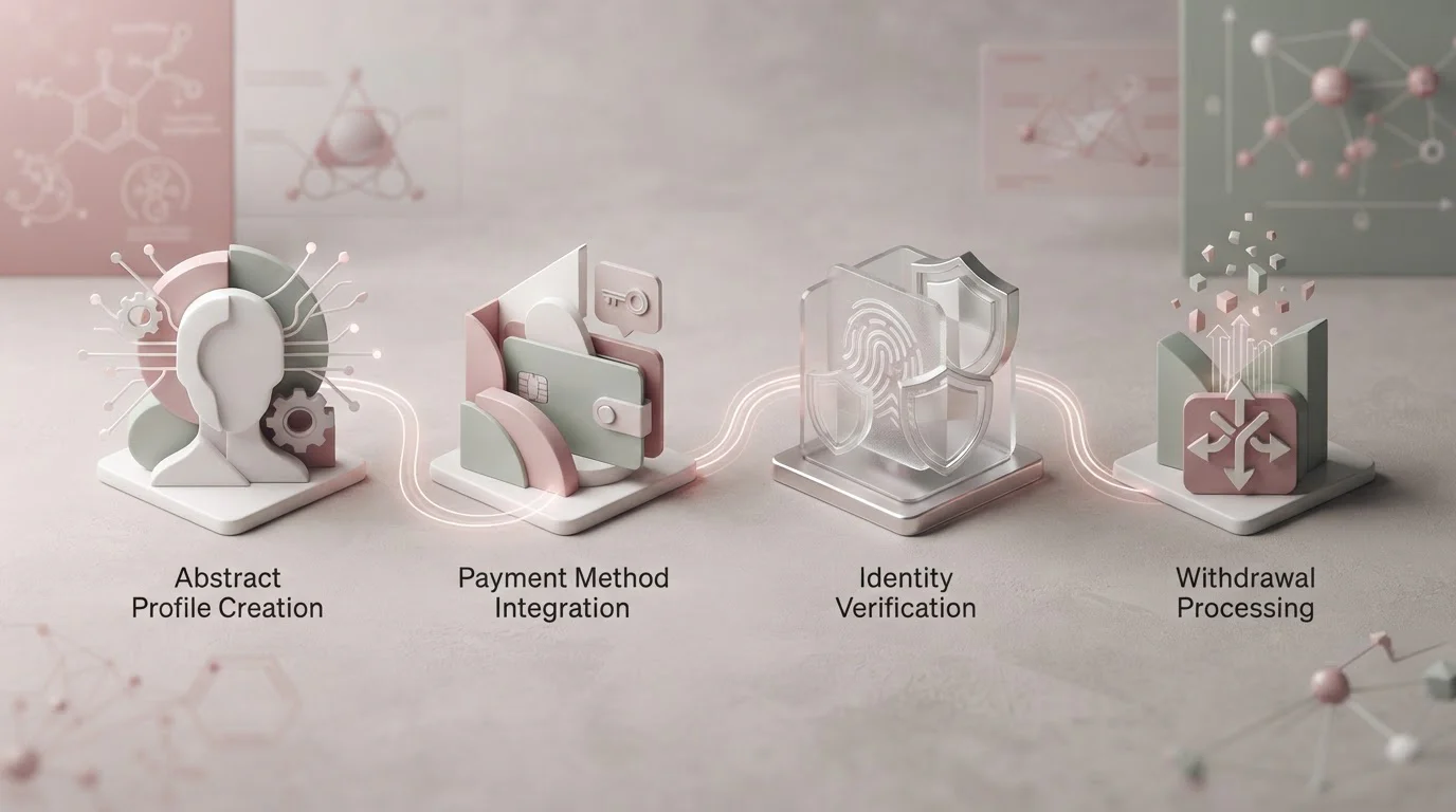 Account security flow with profile, payment and identity-check stages